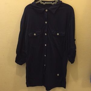 STIO navy blue button up long sleeve shirt